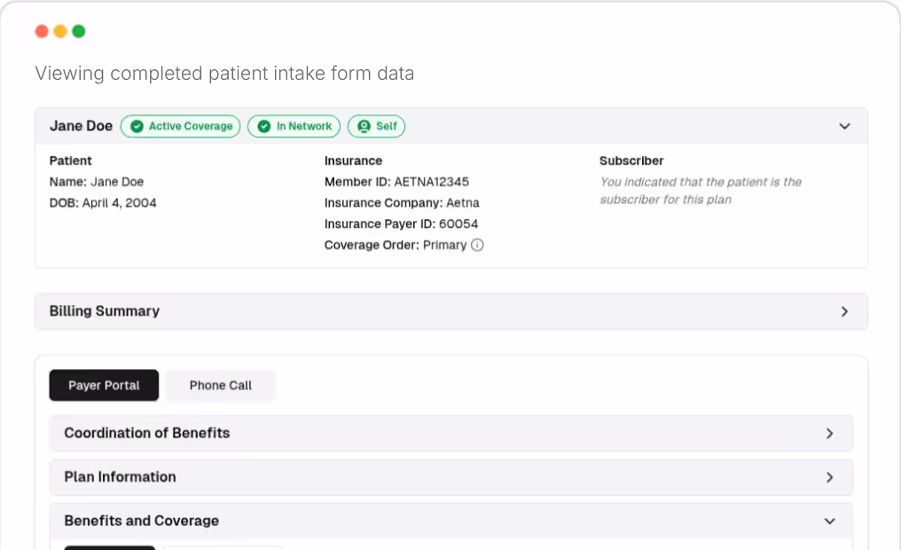 Fuse insurance verification workflow screenshot