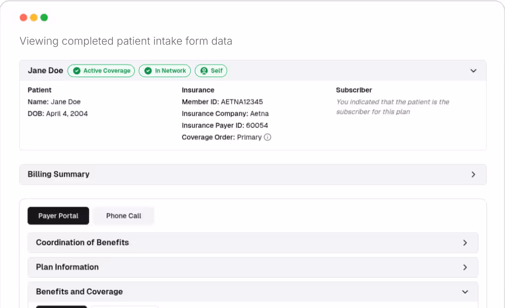 Fuse patient intake workflow screenshot