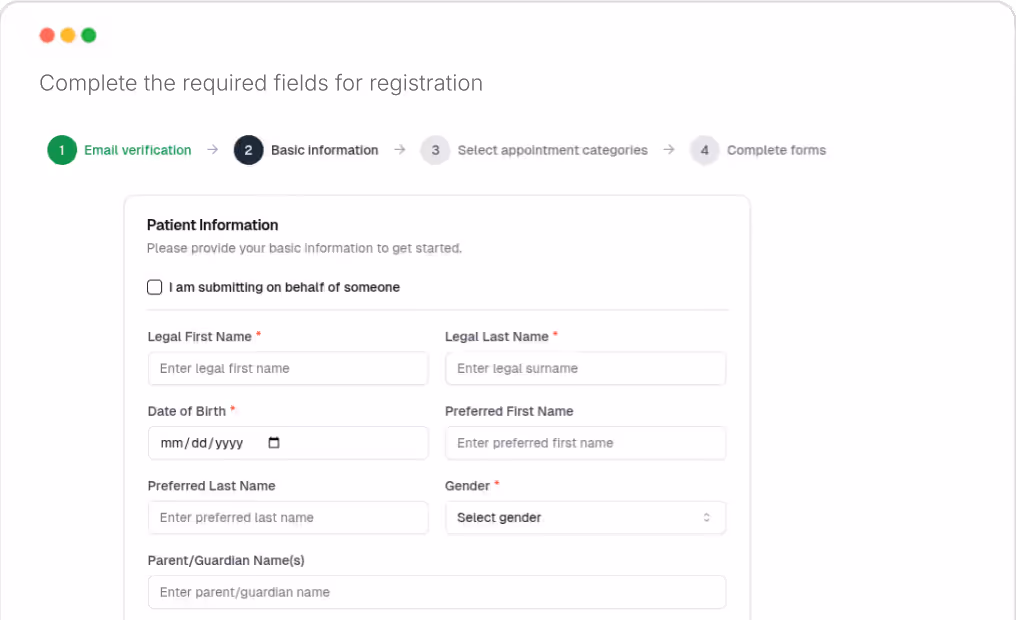 Fuse patient intake workflow screenshot