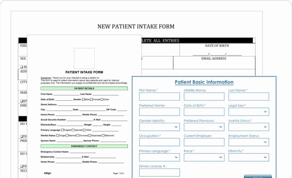 Fuse patient intake workflow screenshot